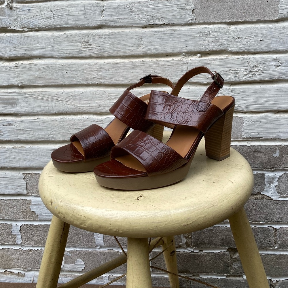 Paul Green - Amanda Slingback Platform Sandal - Cuoio Croco - Size 10